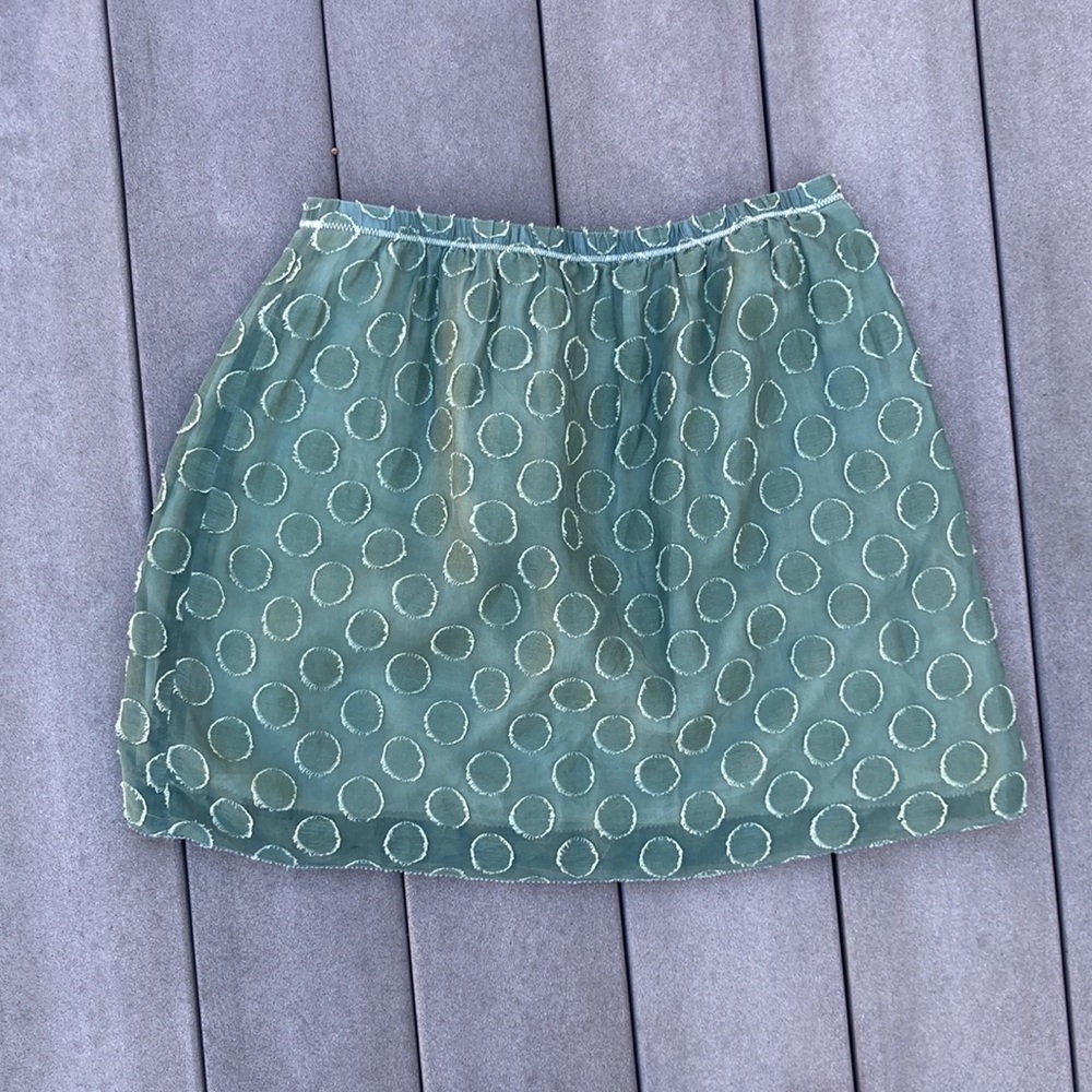 J. Crew green polka dot silk and linen skirt, size 4 - Picture 8 of 8